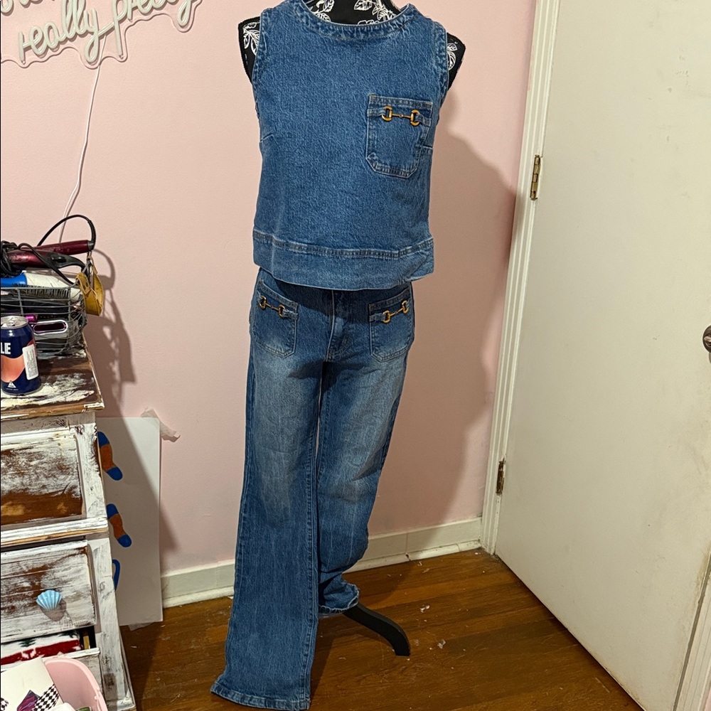 Fashion Nova Blue Denim Jumpsuit